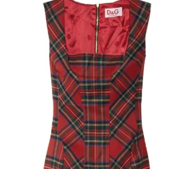 Iconic Dolce & Gabbana Plaid Tartan Fall 2008 Collection Red Midi Dress M $850 - Picture 2 of 8